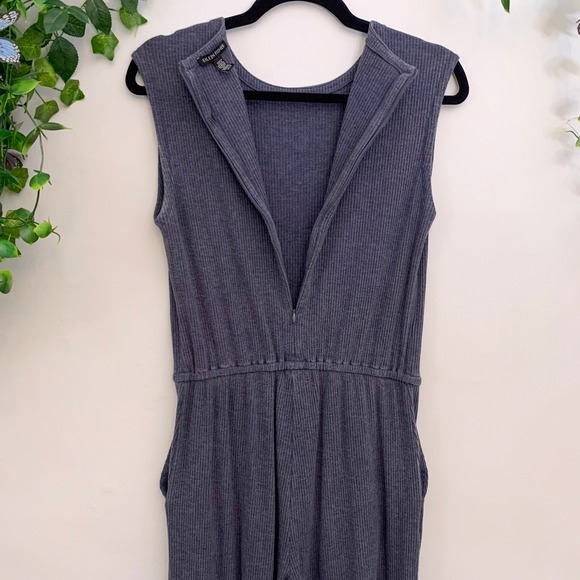 Eileen Fisher Blue Gray Ribbed Ankle Cropped Jumpsuit XS - Picture 6 of 7